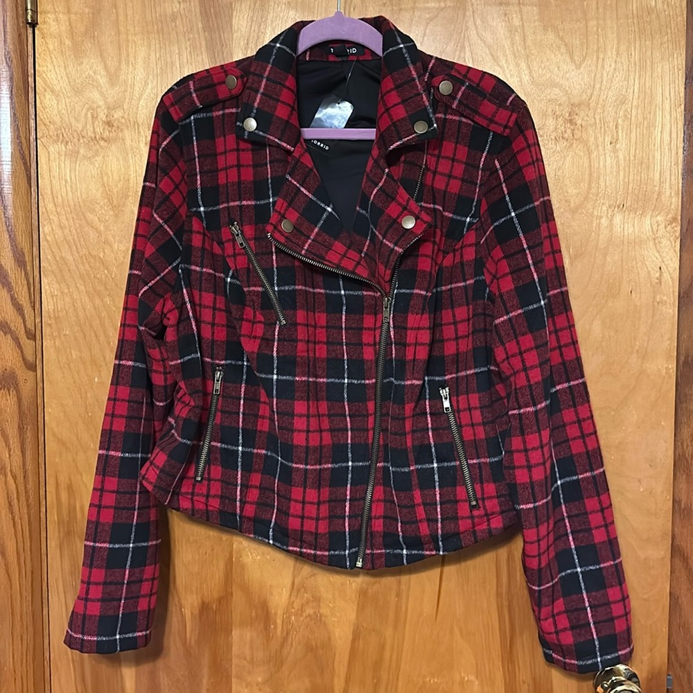 Torrid Red and Black Bomber Jacket